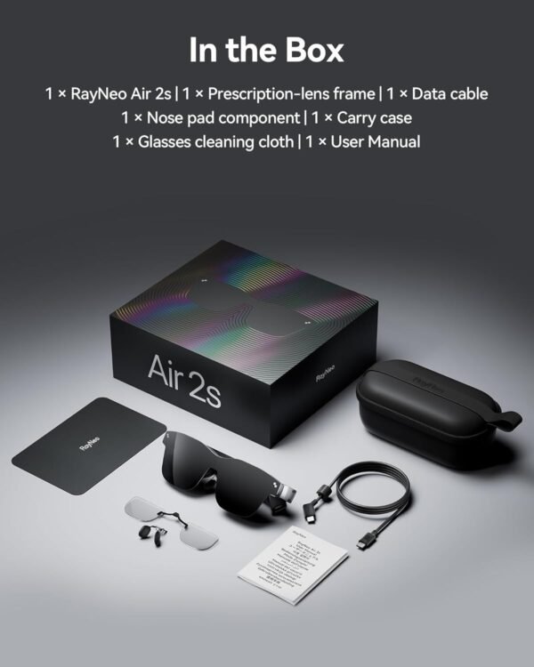 RayNeo Air 2s AR/XR Glasses - 4 Speakers, 201" 120Hz 5000 Nits FHD OLED Display, AR XR Video Gaming Glasses, Smart Glasses for iPhone 16,15/Android/MAC/Switch/PS5/SteamDeck, Gift Ideas - 2024 New - Image 8