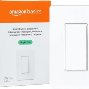 Amazon Basics Smart Switch, Single Pole, Works with Alexa Only, 2.4 GHz Wi-Fi, No Hub Required, White