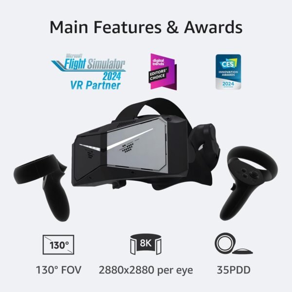 Pimax Crystal Light Prime PCVR Headset - 8K Resolution,QLED Display, Light & Comfortable,High Clarity VR for flight simulator, Compatible with MSFS, iRacing & More, DMAS & Lighthouse Tracking optional - Image 2