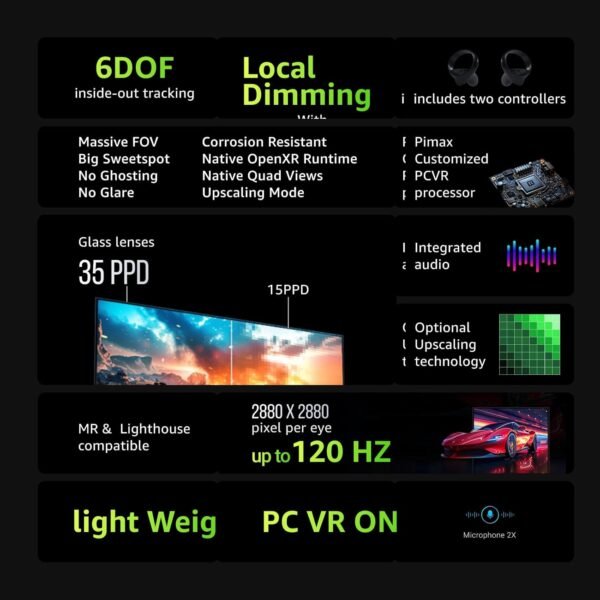 Pimax Crystal Light VR Headset with Controllers, Prime Version - 8K QLED with Local-Dimming, Lightweight & Comfortable Compatible with Flight Simulators, MSFS, iRacing & PC Gaming - Image 4