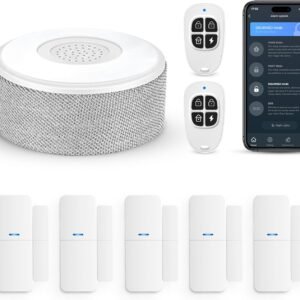 WiFi Door Alarm System, Wireless DIY Smart Home Security System, with Phone APP Alert, 8 Pieces-Kit (Alarm Siren, Door Window Sensor, Remote), Work with Alexa, for House, Apartment, by tolviviov
