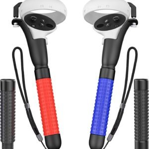 VR Game Handle Accessories for Quest 2 Controllers, Extension Grips for Playing Beat Saber Gorilla Tag Long Arms, Compatible with Oculus Quest 2 Touch Controllers, Black, Red, Blue