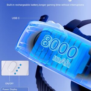 Battery Head Strap for Meta Quest 3S/3/2,VR Headset Strap with 8000mAh Rechargeable Battery Pack Enhanced Support and Comfort Accesssories for Oculus Head Strap
