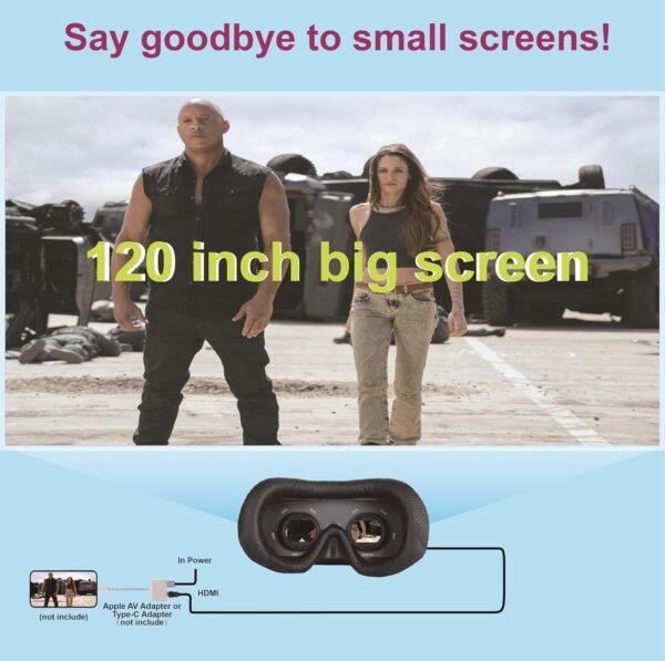 Personal Mobile Movie Cinema,HDMI Input,Built in Battery,Not VR HMD,Connected to Various Media Sources Directly.Video Glasses-Video Goggles-Monitor(Bigeyes H3) - Image 2