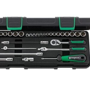Stahlwille 96011162 33-Piece Socket Set with Ratchets, 1/4" Square Drive Hex Sockets from 3.2mm-14mm and 3/16"-9/16", Sturdy ABS Plastic Case, Made in Germany