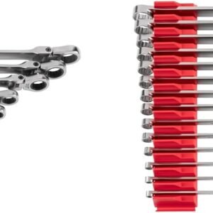 TEKTON Long Fixed/Flex Head 12-Point Ratcheting Box End Wrench Set with Modular Organizers, 25-Piece (1/4-3/4 in., 6-19 mm) | WRB95305