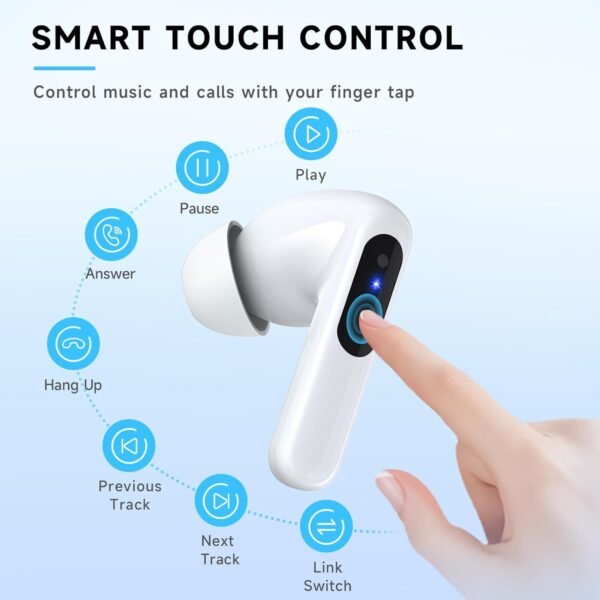RYR 2.4GHz Wireless Gaming Earbuds, Bluetooth 5.3 in-Ear Headphones Bass Stereo, Gaming Earphones with Noise Cancelling Mic, LED Display, 36Hs Playtime for Meta Quest 3/2, PS5/4, VR, Switch, PC, Phone - Image 8