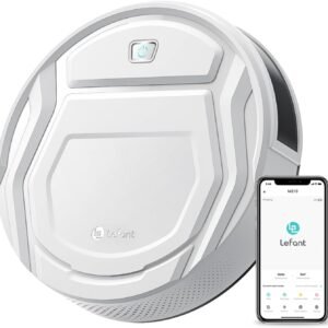 Lefant Robot Vacuum Cleaner, Strong Suction, 120 Mins Runtime, Slim, Low Noise, Automatic Self-Charging, Wi-Fi/App/Alexa Control, Ideal for Pet Hair Hard Floor and Daily Cleaning, M210