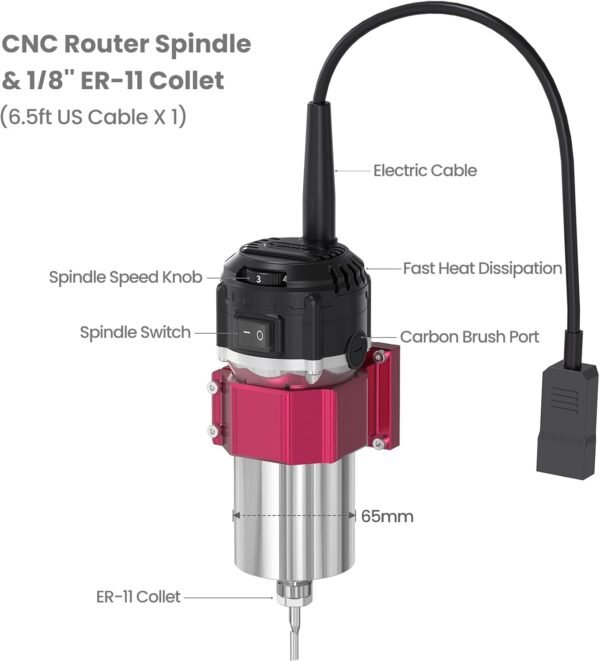 NBX-5040 CNC Router Machine with Custom-Made 710W 7000-30000 RPM Trim Router Spindle & ER-11 Collet, Milling Engraving for Wood Acrylic Aluminum - Image 2