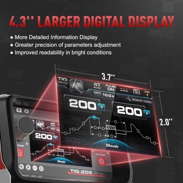 ANDELI AC/DC Aluminum TIG WELDER with Pulse 110V/220V Dual Voltage TIG Welding Machine with Foot Pedal, 205Amp Cold Welding Machine Large LCD Digital Display TIG-205 PRO - Image 2