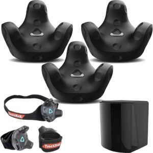HTC 3 Pack Vive Tracker (3.0) - with HTC Vive SteamVR Base Station 2.0 for Vive Pro, Rebuff TrackBelt + 2 TrackStraps Full Body Tracking VR Bundle