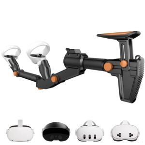 X-SUPER HOME VR Gunstock for Meta Quest 2 Quest 3 Quest 3S Quest Pro – Adjustable FPS Gaming Controller Accessories with Quick Magnetic Attachment Cheek Pad for Immersive VR Gameplay