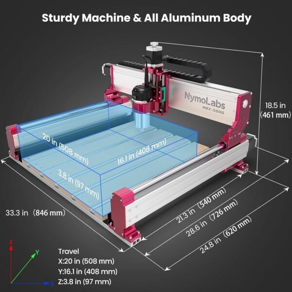 NBX-5040 CNC Router Machine with Custom-Made 710W 7000-30000 RPM Trim Router Spindle & ER-11 Collet, Milling Engraving for Wood Acrylic Aluminum - Image 5