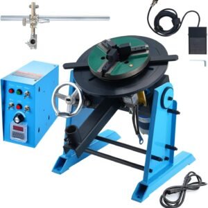 VEVOR Rotary Welding Positioner 66LBS / 30KG, 0-90° Welding Positioning Turntable Table 1-12RPM 80W, with 12.4 Inch 3-Jaw Lathe Chuck & Welding Torch Stand Holder for Cutting, Grinding, Assembly