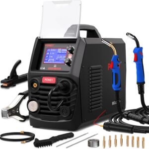 PONEY 200Amp Double Pulse MIG Aluminum Welder 9 in 1 MIG/MAG/FLUX/MIG Synergy/Single Pulse MIG/Double Pulse MIG/TIG LIFT/Spot Welding/MMA 220V Multi Process Welding Machine with LCD Digital Display
