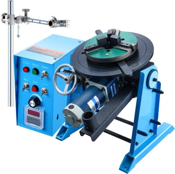 VEVOR 50KG/110LBS Rotary Welding Positioner, 0.5-6RPM 120W Welder Positioning Machine, 0-90°Welding Positioning urntable Table with 12.4 Inch 3-Jaw Lathe Chuck & Welding Torch Stand Holder