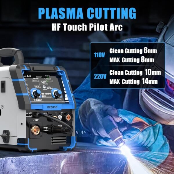 AZZUNO 5 in 1 160A Welder Machine, Plasma Cutter Welder Combo with HF TIG/Gas MIG/Flux MIG/Stick Welding, 110/220V Dual Voltage Multiprocess Welding Machine - Image 4