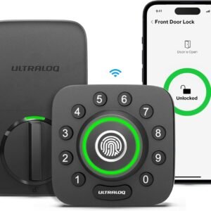 ULTRALOQ U-Bolt Pro WiFi Smart Lock with Door Sensor, 8-in-1 Keyless Entry Door Lock with Fingerprint ID, App Remote Control, Built-in WiFi Keypad Deadbolt, Auto Unlock, IP65 Waterproof, Easy Install