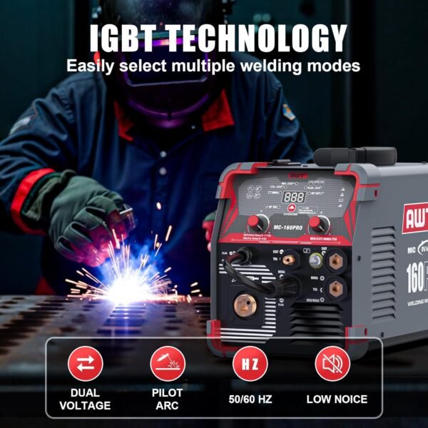 AWT MIG Welding Machine,160A 5 in 1 Plasma Cutter Welder Combo HF TIG/Gas MIG/Flux MIG/Stick Welding,110/220V Dual Voltage, Multi-Process Welder MIG88-160M - Image 3