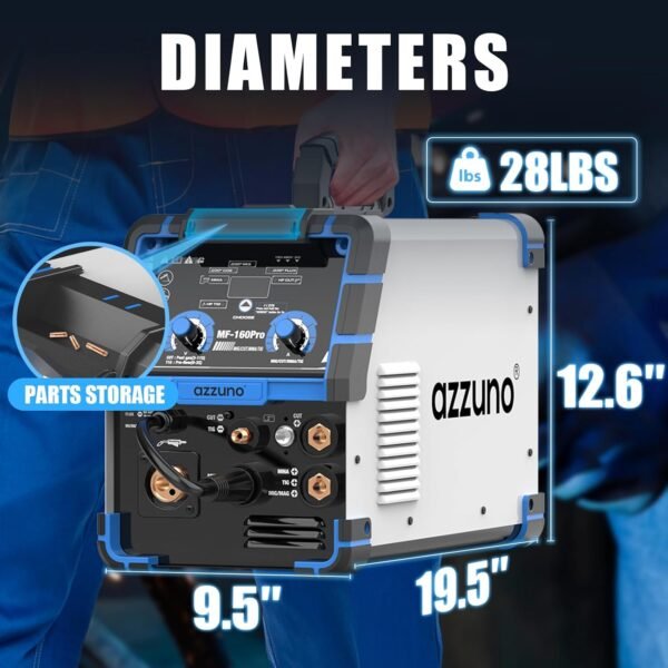 AZZUNO 5 in 1 160A Welder Machine, Plasma Cutter Welder Combo with HF TIG/Gas MIG/Flux MIG/Stick Welding, 110/220V Dual Voltage Multiprocess Welding Machine - Image 6