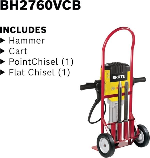 BOSCH BH2760VCB 120-Volt 1-1/8 Brute Breaker Hammer with Basic Cart - Image 4