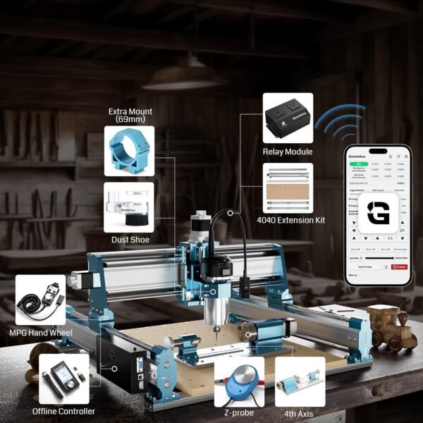 SainSmart Genmitsu 4040-PRO MAX CNC Router, 710W Trimmer & Linear Rail Driven, Work Area 400 x 400 x 78mm, for Wood Metal Acrylic Cutting Milling, GRBL Control - Image 6