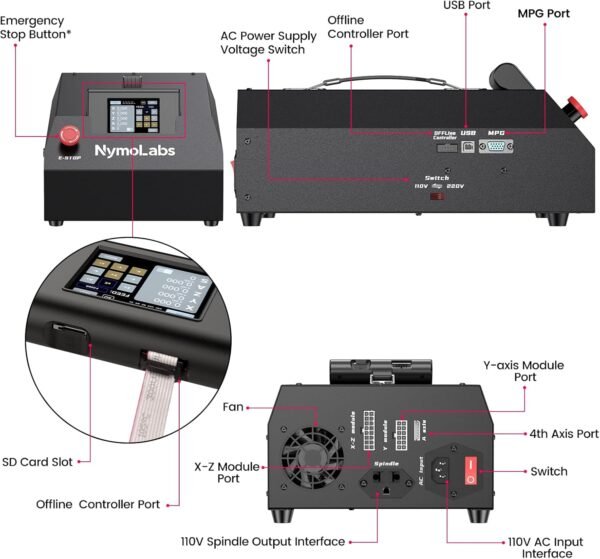 NBX-5040 CNC Router Machine with Custom-Made 710W 7000-30000 RPM Trim Router Spindle & ER-11 Collet, Milling Engraving for Wood Acrylic Aluminum - Image 6