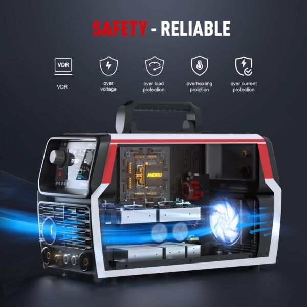 ANDELI AC/DC Aluminum TIG WELDER with Pulse 110V/220V Dual Voltage TIG Welding Machine with Foot Pedal, 205Amp Cold Welding Machine Large LCD Digital Display TIG-205 PRO - Image 5
