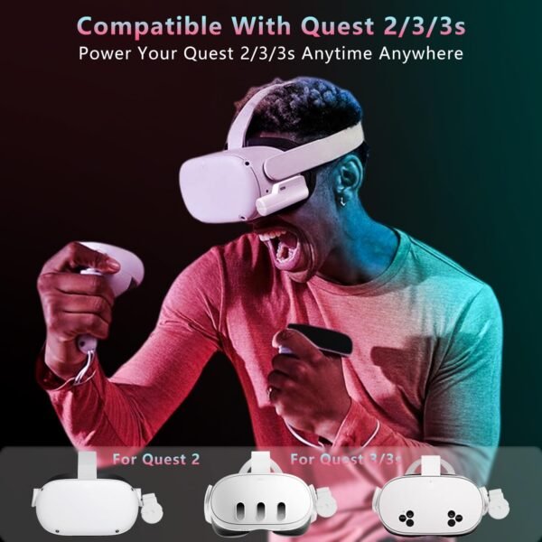Saqico Battery Pack for Meta Quest 3S/3 and Oculus 2, Fast 18W 5000mAh Head Strap Battery Charger for Quest 3S/3/2 Accessories -Lightweight & Portable Rechargeble Extended Battery Extra VR Playtime - Image 3
