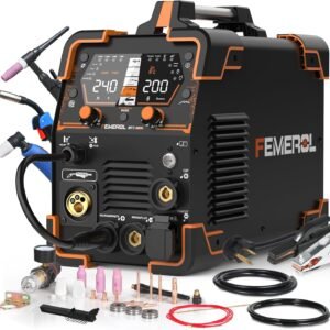 Plasma Cutter Welder Combo 200A Gas MIG/Gasless MIG/HF TIG/Stick/CUT/SPOT 6 in 1 Welding Machine Aluminum Welding 110/220V Dual Voltage Multi Process Welder