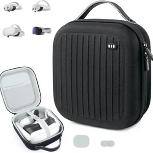 Hard Carrying Case Compatible with Meta Quest 3S/Quest 3/Quest 2/Vision Pro, Portable VR Gaming Headset and Touch Controllers Case with Lens Protector, for Travel and Home Storage (Black)