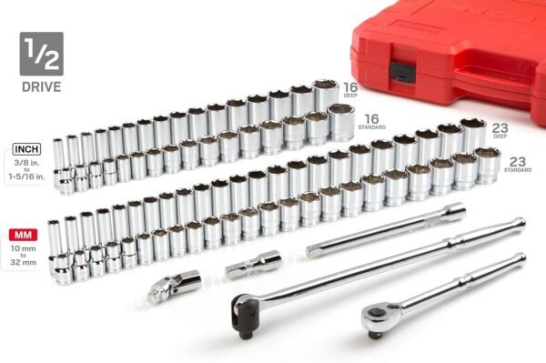 TEKTON 1/4, 3/8, 1/2 Inch Drive 6-Point Socket and Ratchet Set with Cases, 212-Piece (5/32-1-5/16 in., 4-32 mm) | SKT95304 - Image 4