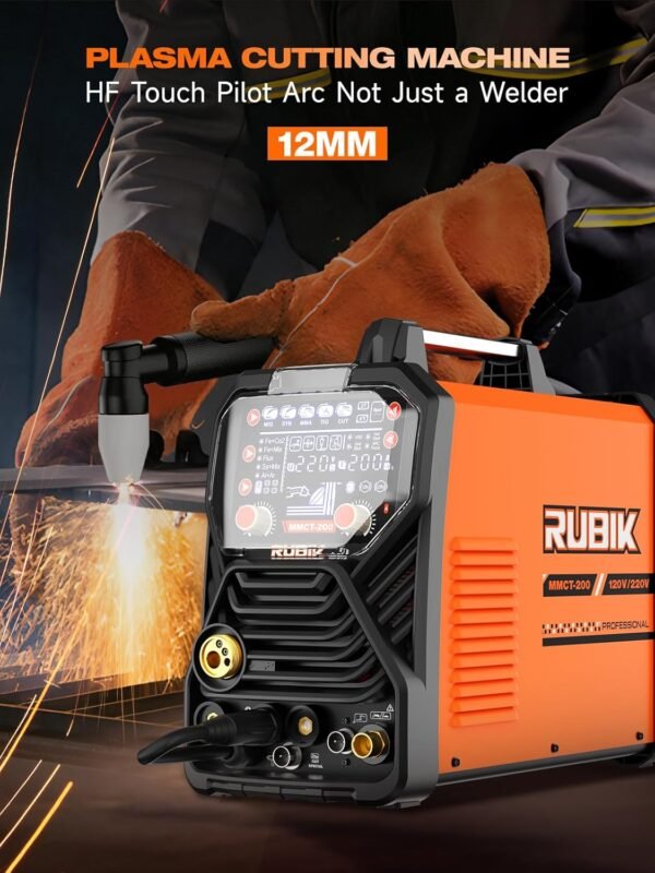RUBIK Multiprocess Welding Machine-200A 7 in 1 Welder Combo with HF TIG/Gas MIG/Flux Core MIG/Stick/Plasma Cutter/SYN/Spot/VRD Welding, Spool Gun 110/220V Dual Voltage Aluminum Welder - Image 5