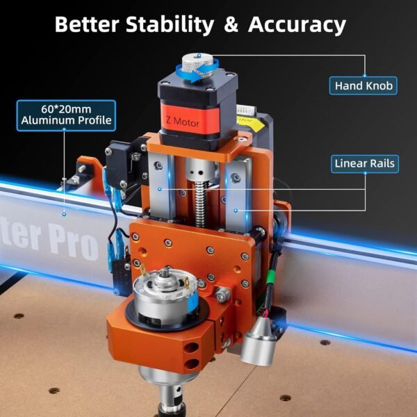 FoxAlien Masuter Pro CNC Router Machine, Upgraded 3-Axis Engraving All-Metal Milling Machine for Wood Acrylic MDF Nylon Carving Cutting - Image 4