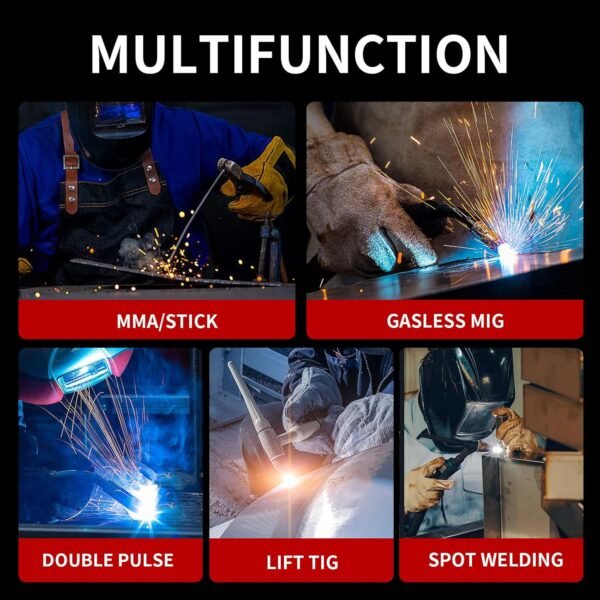 PONEY 200Amp Double Pulse MIG Aluminum Welder 9 in 1 MIG/MAG/FLUX/MIG Synergy/Single Pulse MIG/Double Pulse MIG/TIG LIFT/Spot Welding/MMA 220V Multi Process Welding Machine with LCD Digital Display - Image 3