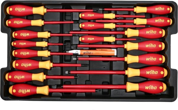 Wiha 32800 Insulated Tool Set with Screwdrivers, Nut Drivers, Pliers, Cutters, Ruler, Knife and Sockets in Rolling Tool Case, 10,000 Volt Tested and 1000 Volt Rated, 80-Piece Set - Image 3