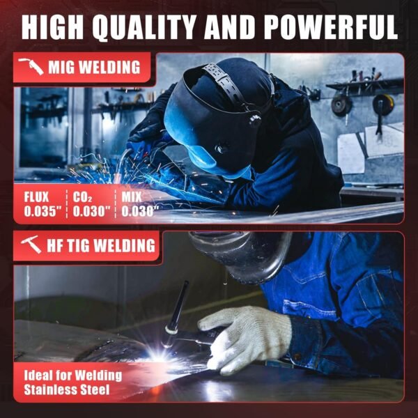 AWT MIG Welding Machine,160A 5 in 1 Plasma Cutter Welder Combo HF TIG/Gas MIG/Flux MIG/Stick Welding,110/220V Dual Voltage, Multi-Process Welder MIG88-160M - Image 6