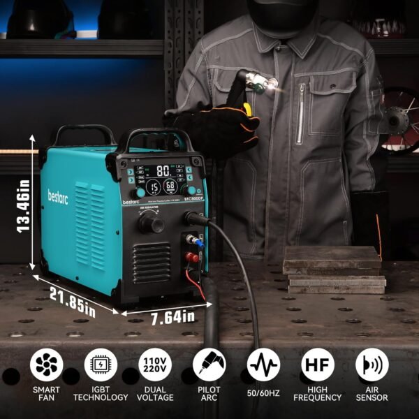 Plasma Cutter, [Pilot Arc] [Large LED Display] [Air Sensor Technology] 80Amps Cutter Machine 110/220V Dual Voltage IGBT Inverter 1 Inch Clean Cut, Post Flow 2T/4T for Home DIY, BTC800DP 9GEN - Image 4