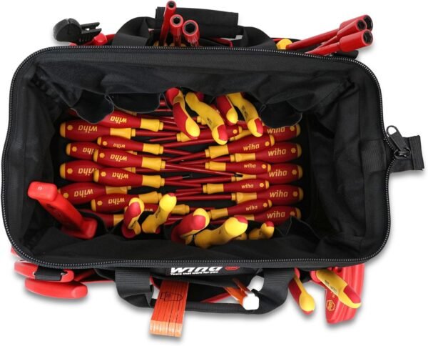 Wiha 32874 Insulated Tool Set with Pliers, Cutters, Nut Drivers, Screwdrivers, T Handles, Knife, Ruler and Voltage detector, 50 Piece Set in Canvas Tool Bag - Image 4