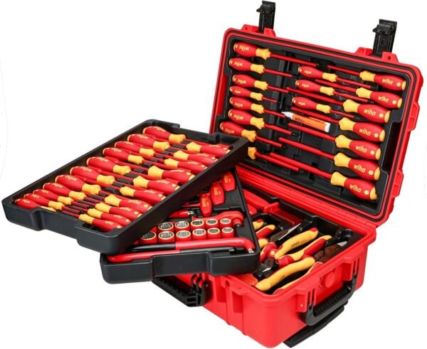 Wiha 32800 Insulated Tool Set with Screwdrivers, Nut Drivers, Pliers, Cutters, Ruler, Knife and Sockets in Rolling Tool Case, 10,000 Volt Tested and 1000 Volt Rated, 80-Piece Set - Image 7