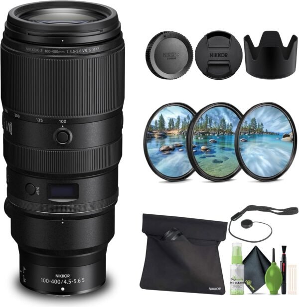 Nikon - NIKKOR Z 100-400mm f/4.5-5.6 VR S Super-Telephoto Lens for Z Series (20106) + Filter Kit + Cap Keeper + Cleaning Kit