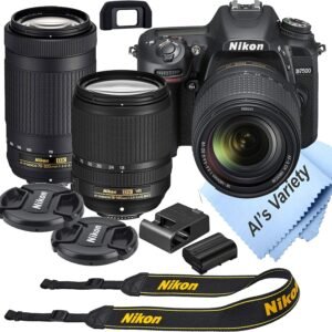 Nikon D7500 DSLR Camera Kit with 18-140mm VR + 70-300mm Zoom Lenses | Built-in Wi-Fi| 20.9 MP CMOS Sensor | EXPEED 5 Image Processor and Full HD 1080p | SnapBridge Bluetooth Connectivity (Renewed)