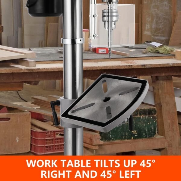 13 in Benchtop Drill Press, 7.5 Amp 120V Pure Copper Motor with Swing-away Safety Guard, 288-3084 RPM Variable Speed, 0-45°Tilting Worktable, Tabletop Drilling Machine for Wood Metal - Image 4