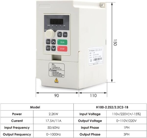 2.2KW ER20 D80 220V Water cooled spindle motor, QL inverter, 80mm bracket, 75W water pump, ER20 Collet, spindle motor kit (2.2KW ER20 D80 220V spindle motor kit) - Image 5