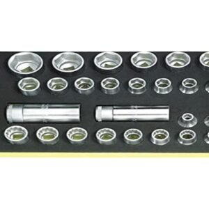 Stahlwille 96838191 32-Piece Socket Set with Ratchet, 1/2" Hex and Bi-Hex Sockets (8mm - 30mm) in Tool Control System Inlays, TCS Size 175 x 350 x 50 mm, Made in Germany