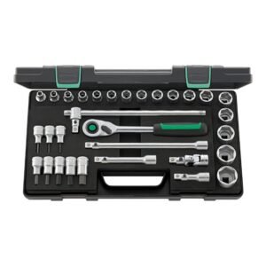 Stahlwille 96031240 31-Piece 1/2" Socket Set, Includes Ratchet, Extensions, T-Handle, Universal Joint, Stackable ABS Case, 5306g, Made in Germany