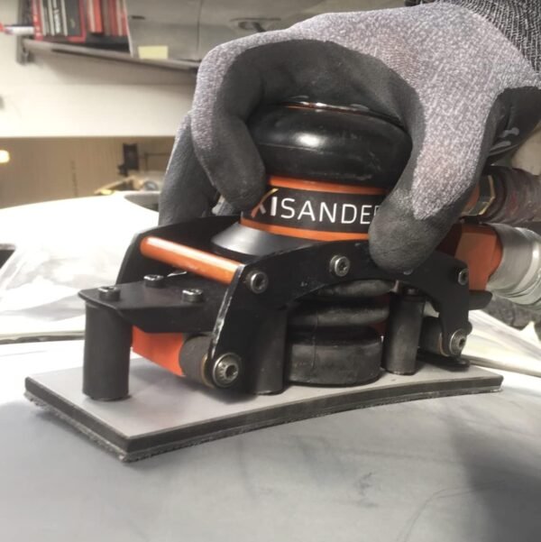 Pneumatic flexible orbital sander Flexisander FS19870A, 7 3/4 x 2 3/4 in, sander for curved surfaces, fastening system with dust extraction, vehicle body repairers, shipbuilders, composite, wood, car - Image 4