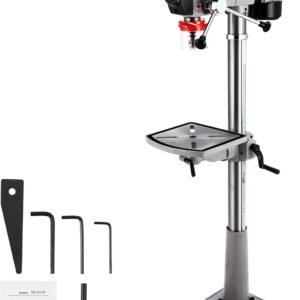 15 in Floor Drill Press, 7.5 Amp 120V Pure Copper Motor, 288-3084 RPM Variable Speed Cast Iron Bench Drill Press, 0-45° Tilting Worktable, Tabletop Drilling Machine for Wood Metal