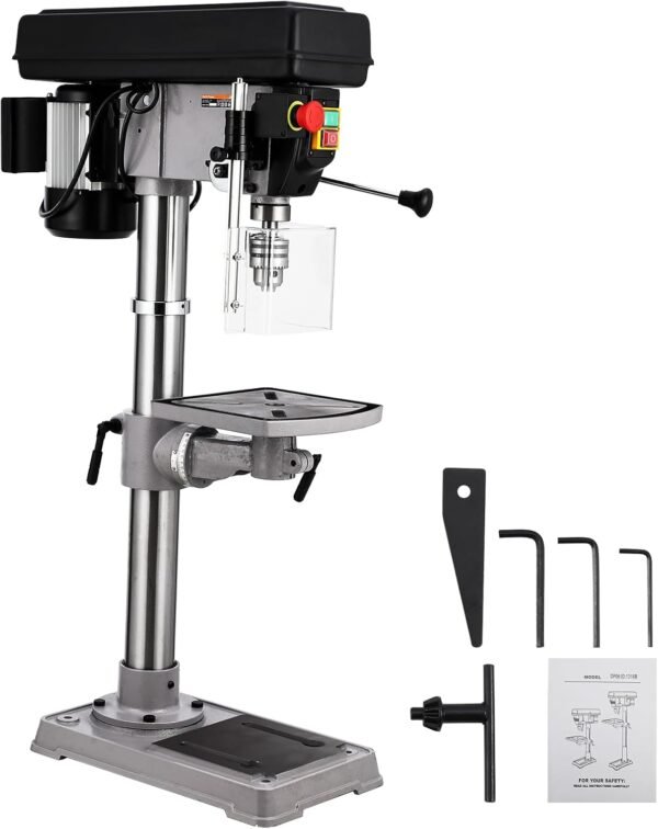 13 in Benchtop Drill Press, 7.5 Amp 120V Pure Copper Motor with Swing-away Safety Guard, 288-3084 RPM Variable Speed, 0-45°Tilting Worktable, Tabletop Drilling Machine for Wood Metal