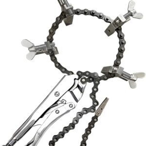 Sawyer - Mini Chain Clamp - Heavy Duty Pipe Vise for Welding, Repair, Stainless Steel Tools, Quick Lock Connector, Rigid, Bench Accessories, Grip, Wrench, Threader, Fitter, Links - 1”-8” Diameter